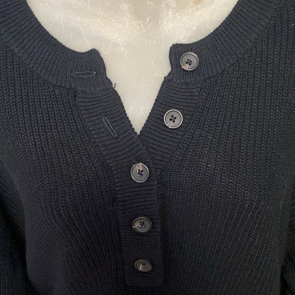 Aerie NWT M over-sized black cotton waffle knit all-season slouchy sweate… - Picture 4 of 7